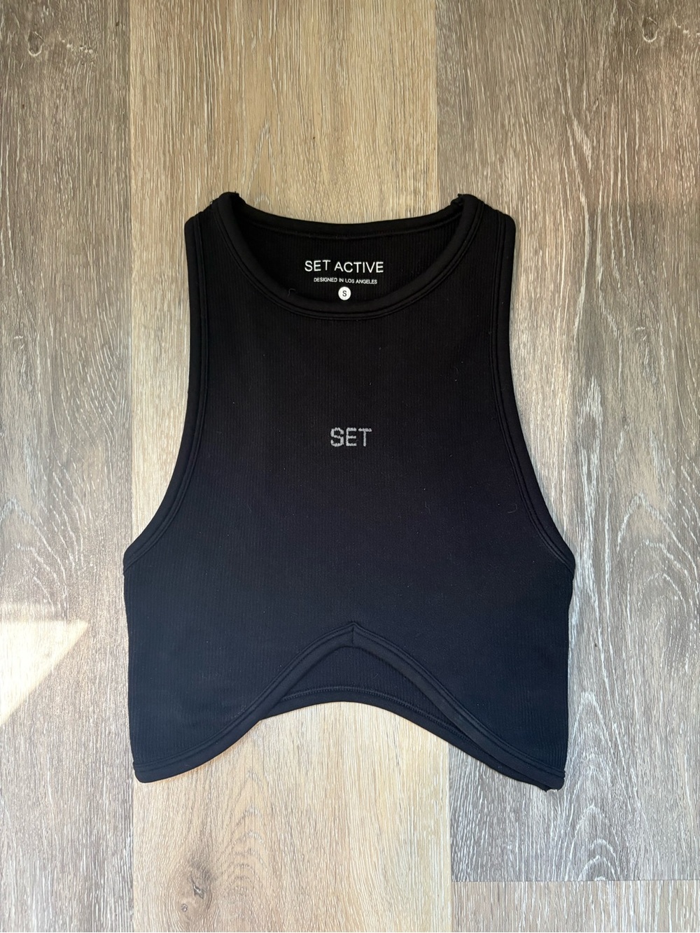 SET Active Black Ribbed High-Neck Crop Tank